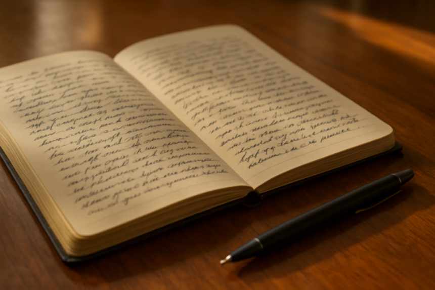 notebook with written predictions