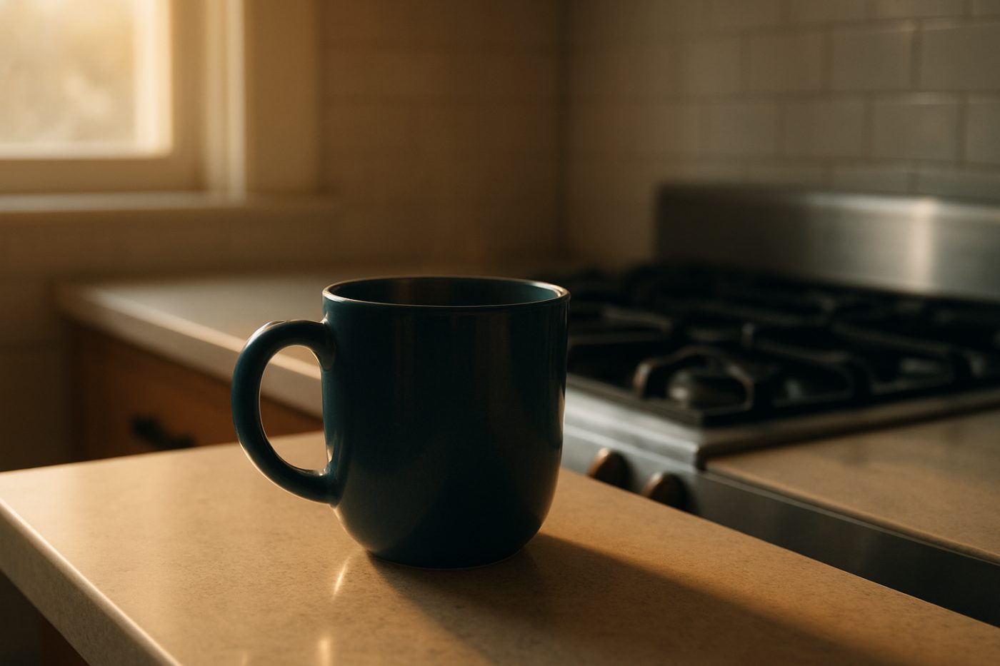 warm blue coffee mug