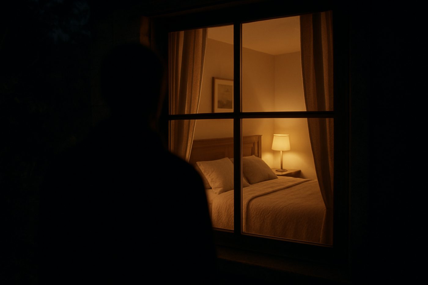 Man watching bedroom window