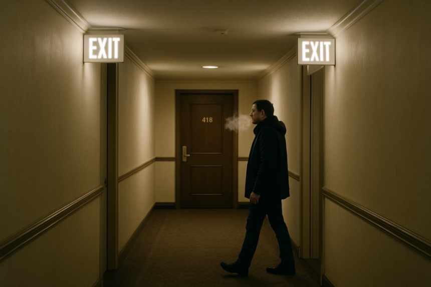 Haunted hotel cold hallway