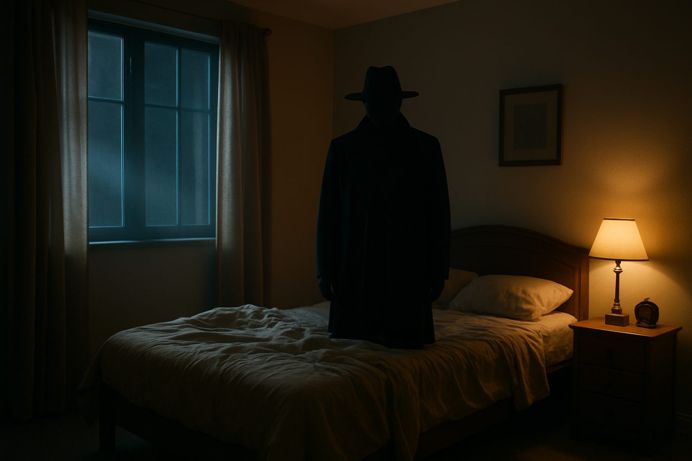 The Hat Man at bed foot