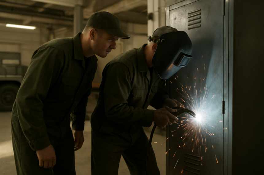 welding locker door shut