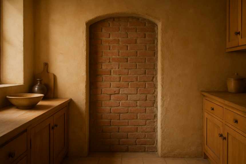 Bricked-up kitchen doorway