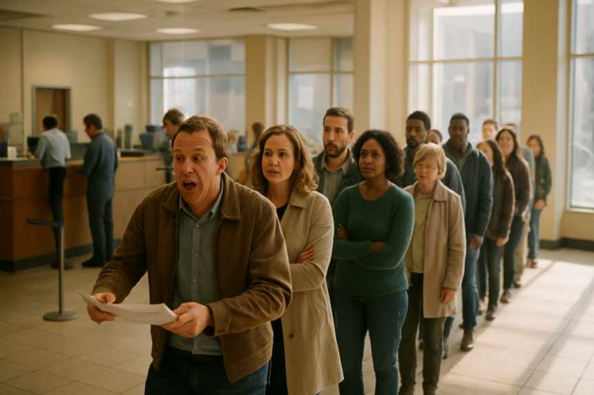 bank queue with line cutter