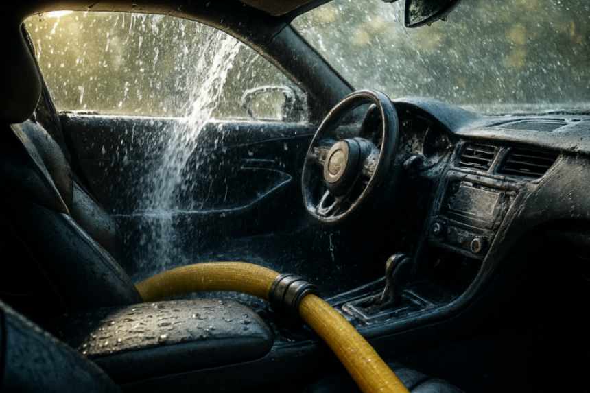 Water inside car windows
