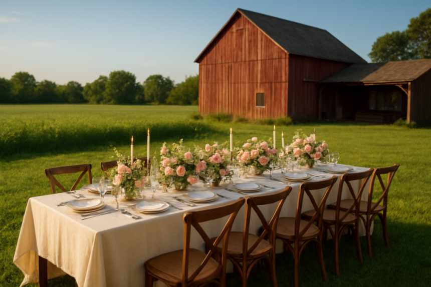 outdoor wedding table setting
