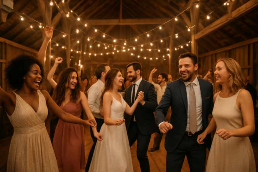 barn wedding dance celebration