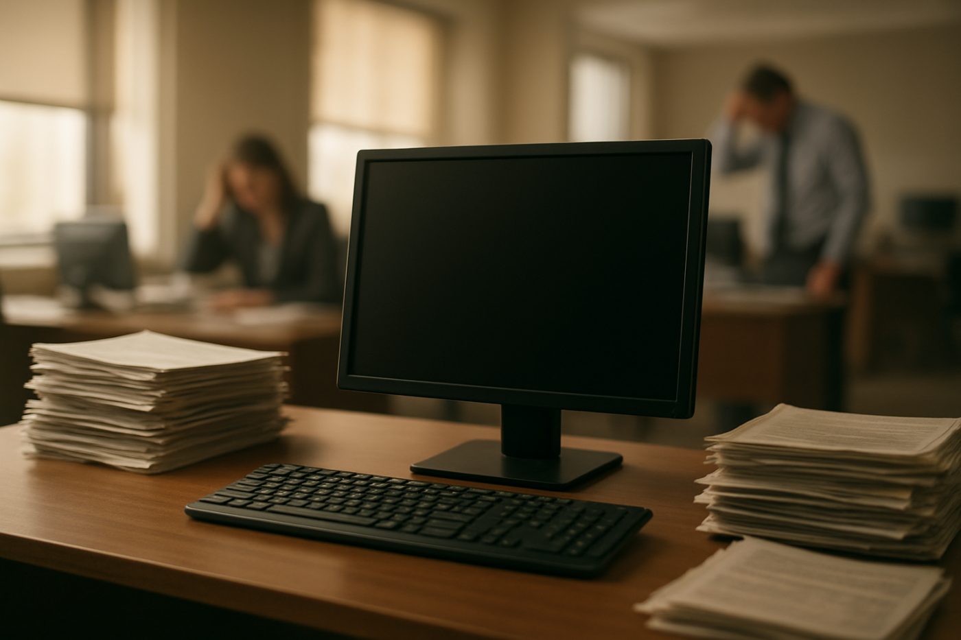 Empty office, payroll confusion