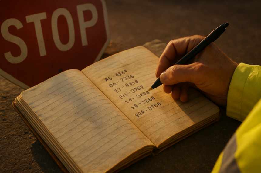 crossing guard notebook close-up