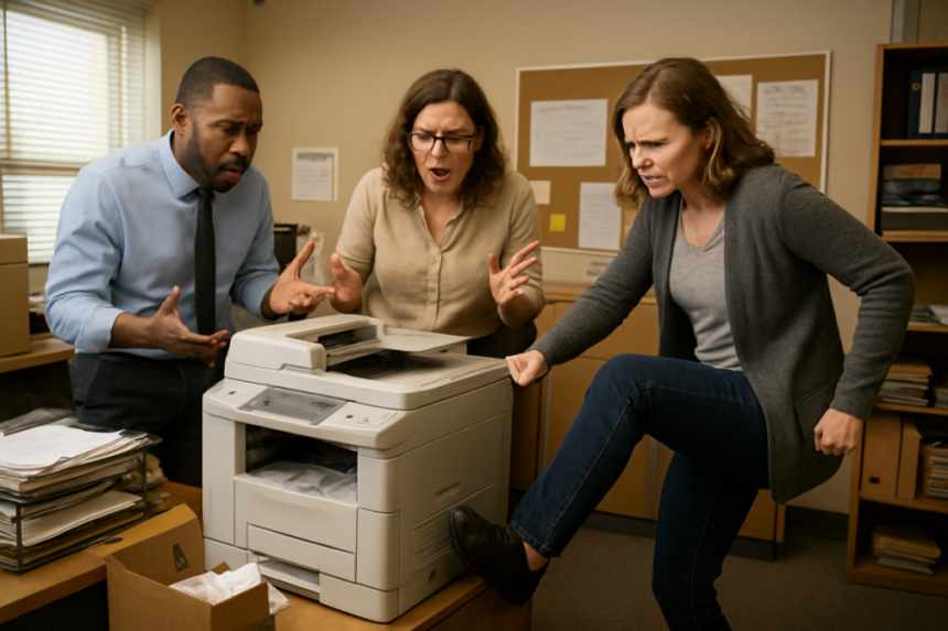 office printer argument scene