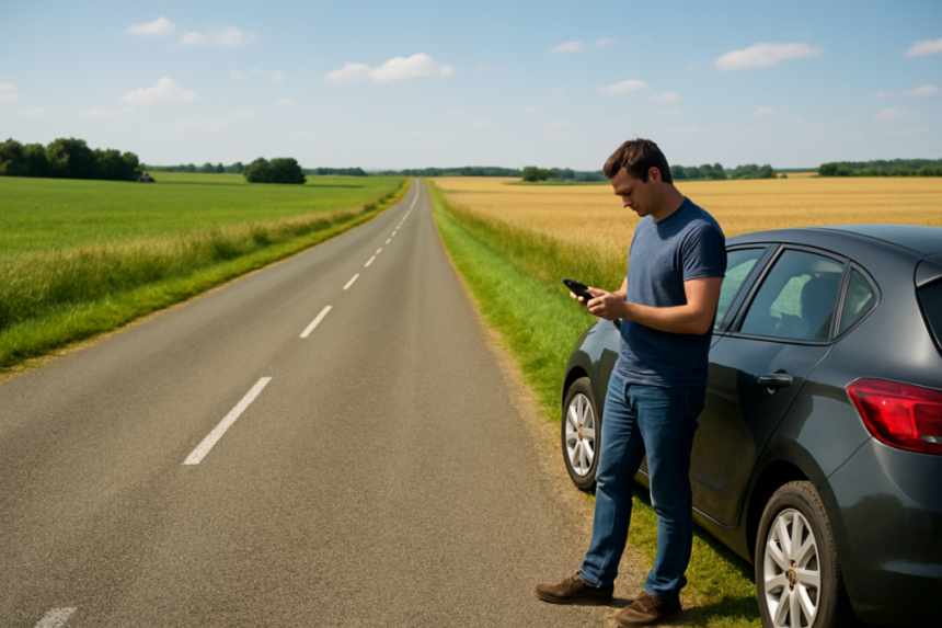 Empty countryside road scene
