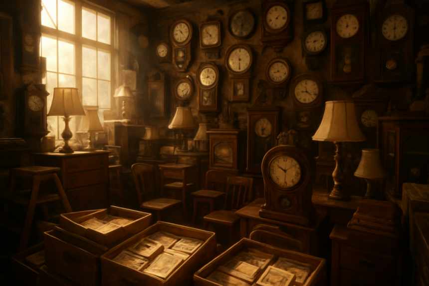 Antique shop interior clutter