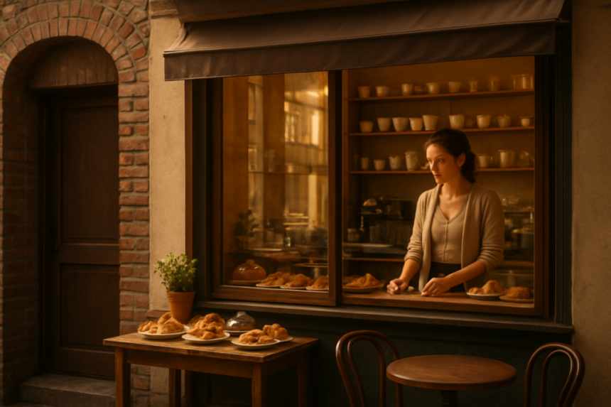 Cafe next to bricked doorway