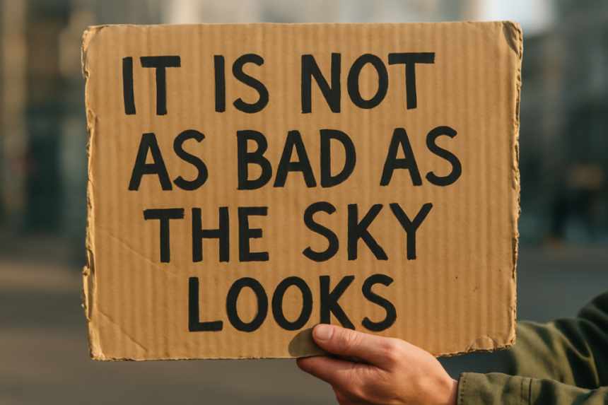 Close-up on cardboard sign