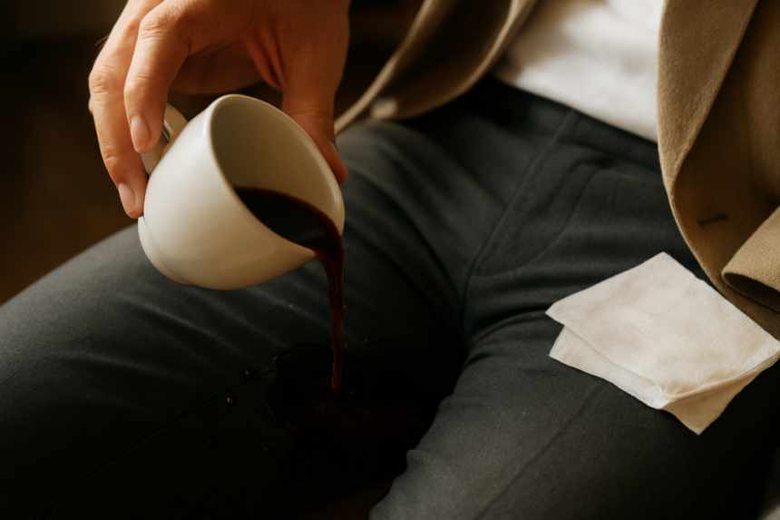 spilled coffee in meeting