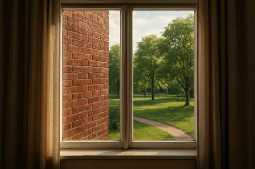 hotel window city park view