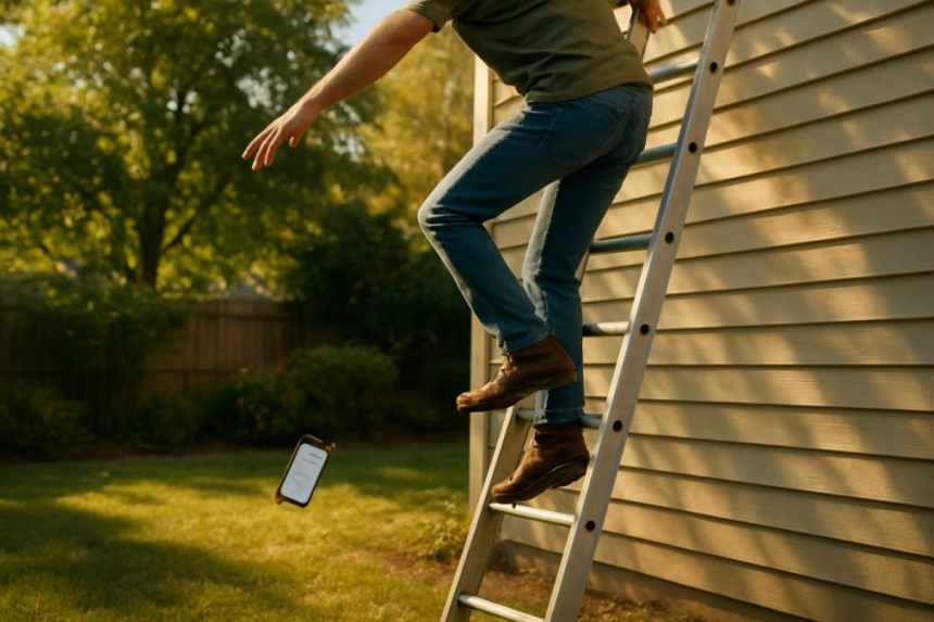 ladder and phone incident