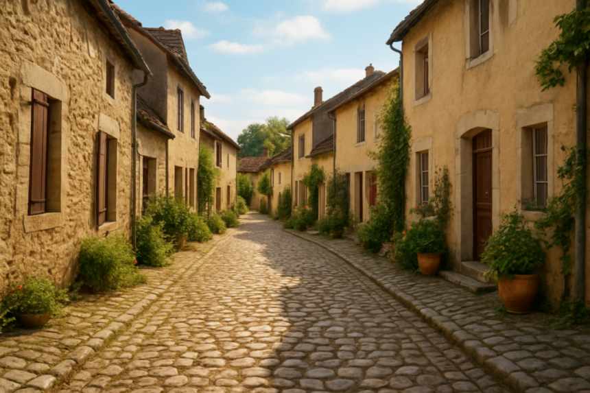 small village street view