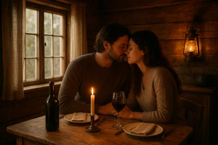 Cozy cabin interior table