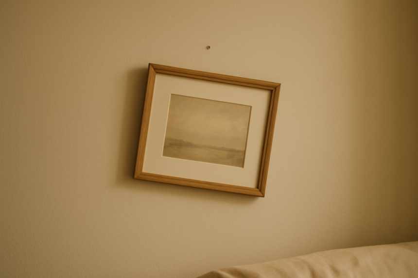 drilled hole behind picture