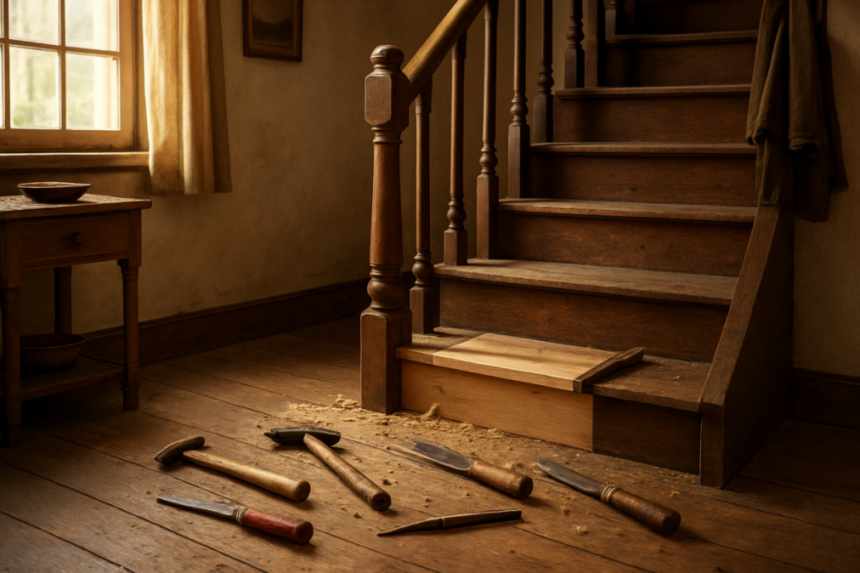 repaired basement stair step