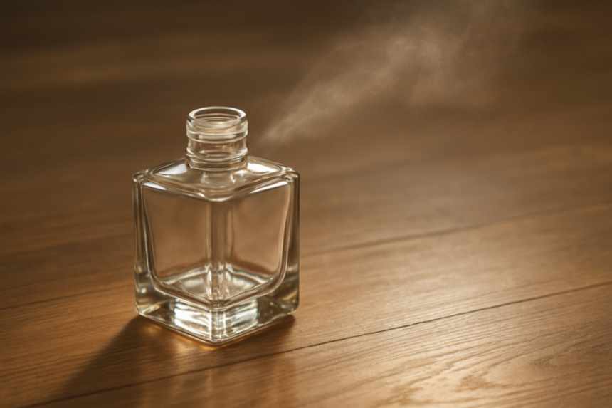 Perfume bottle on floor