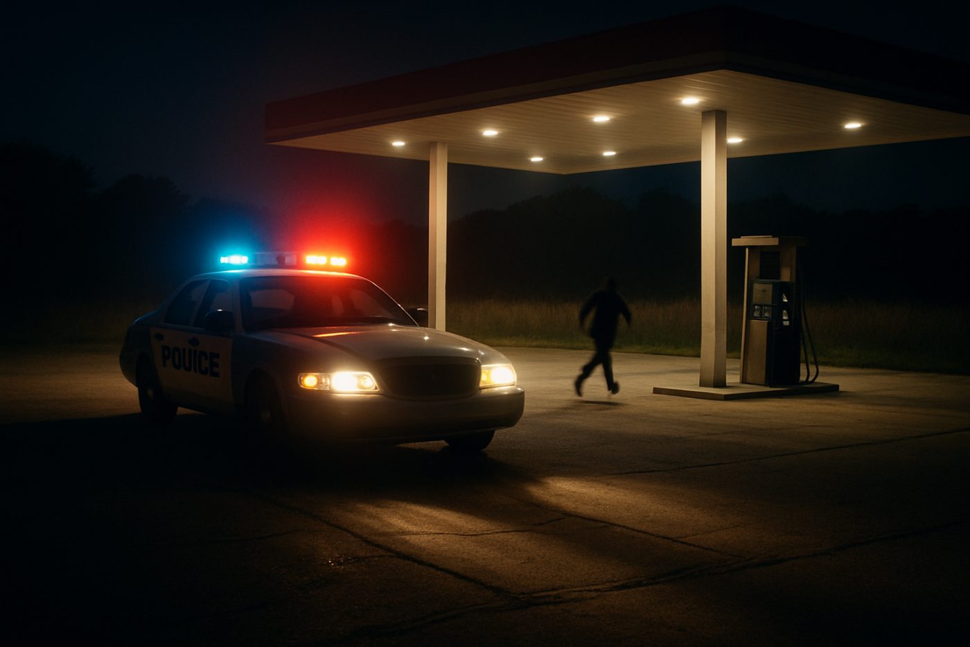 police arriving at gas station
