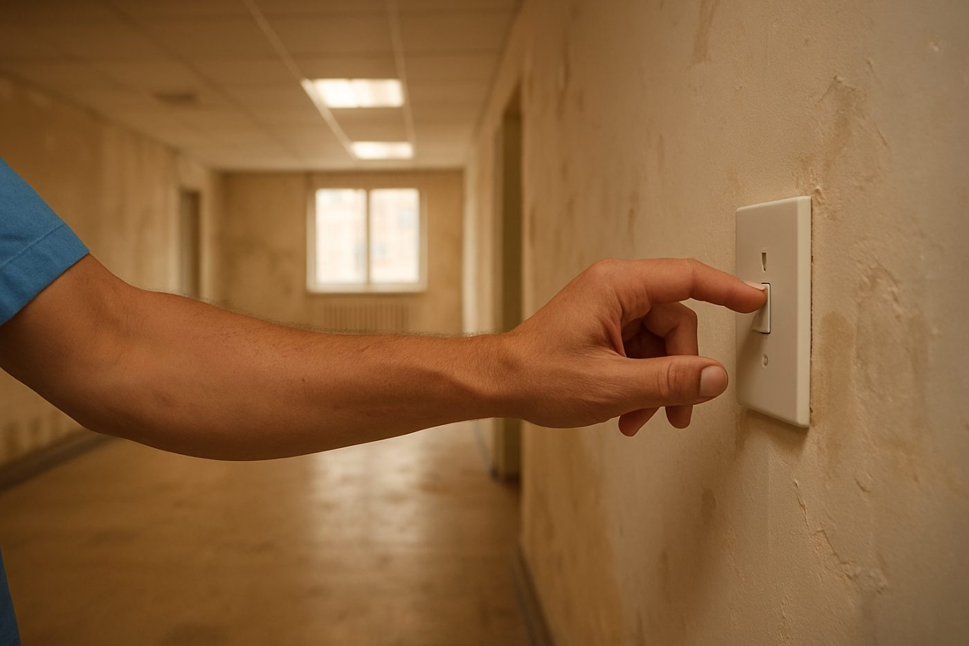 Empty hospital room, switching light