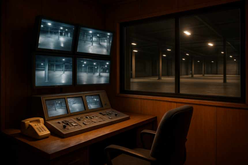 Security booth with monitors