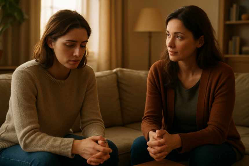 Silent mother-daughter moment