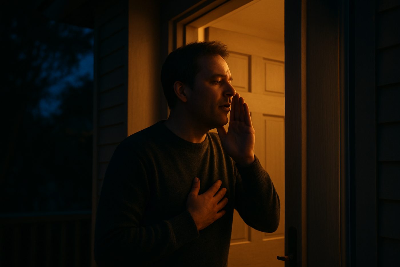 Speaking on haunted porch
