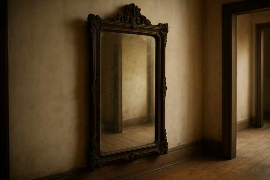 Antique mirror in hallway