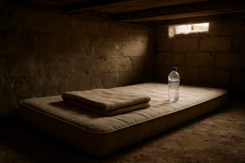 mattress in wall crawl space