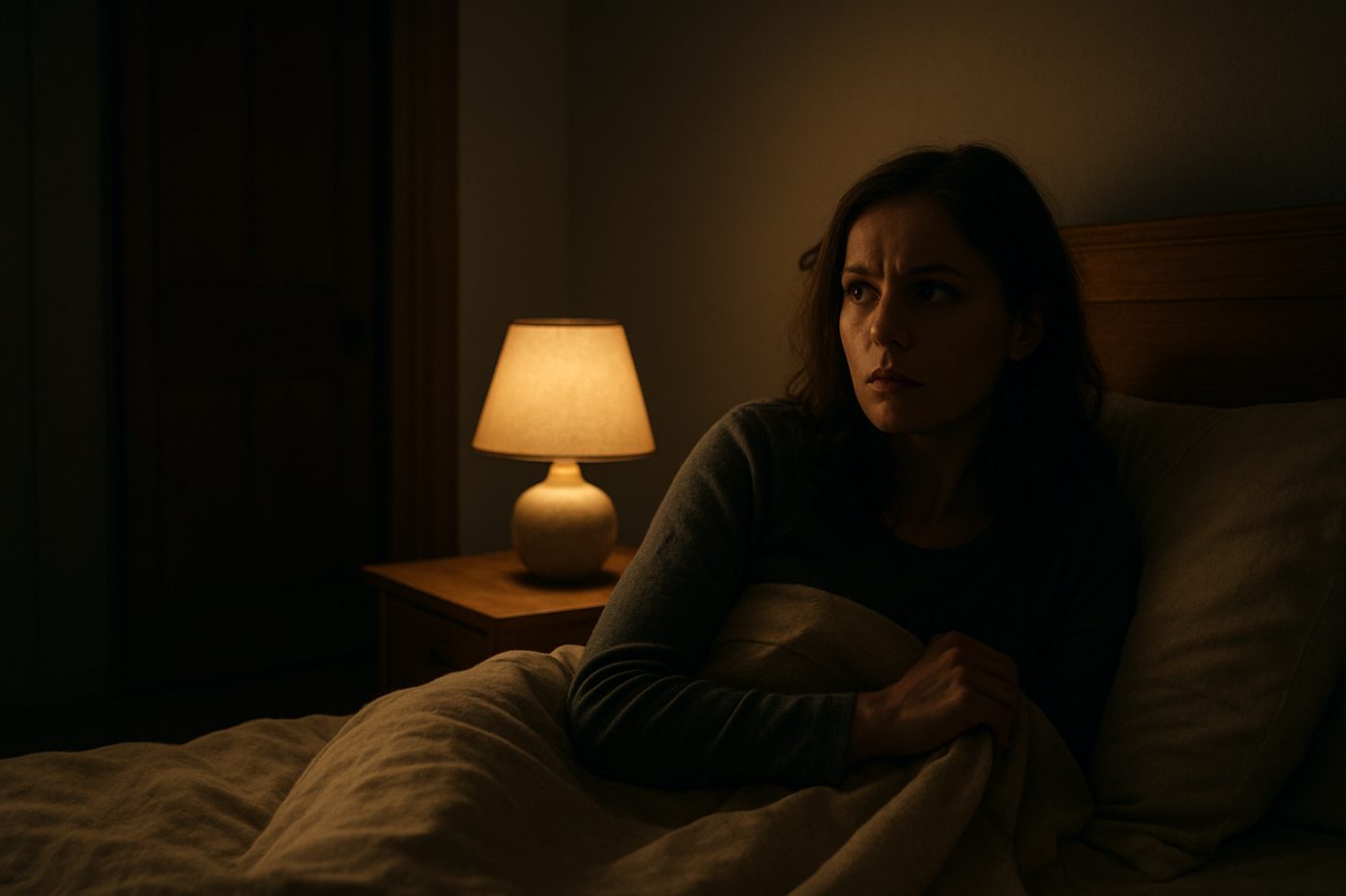 bedroom woman awake nighttime