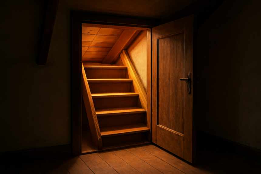 open attic hatch stairs