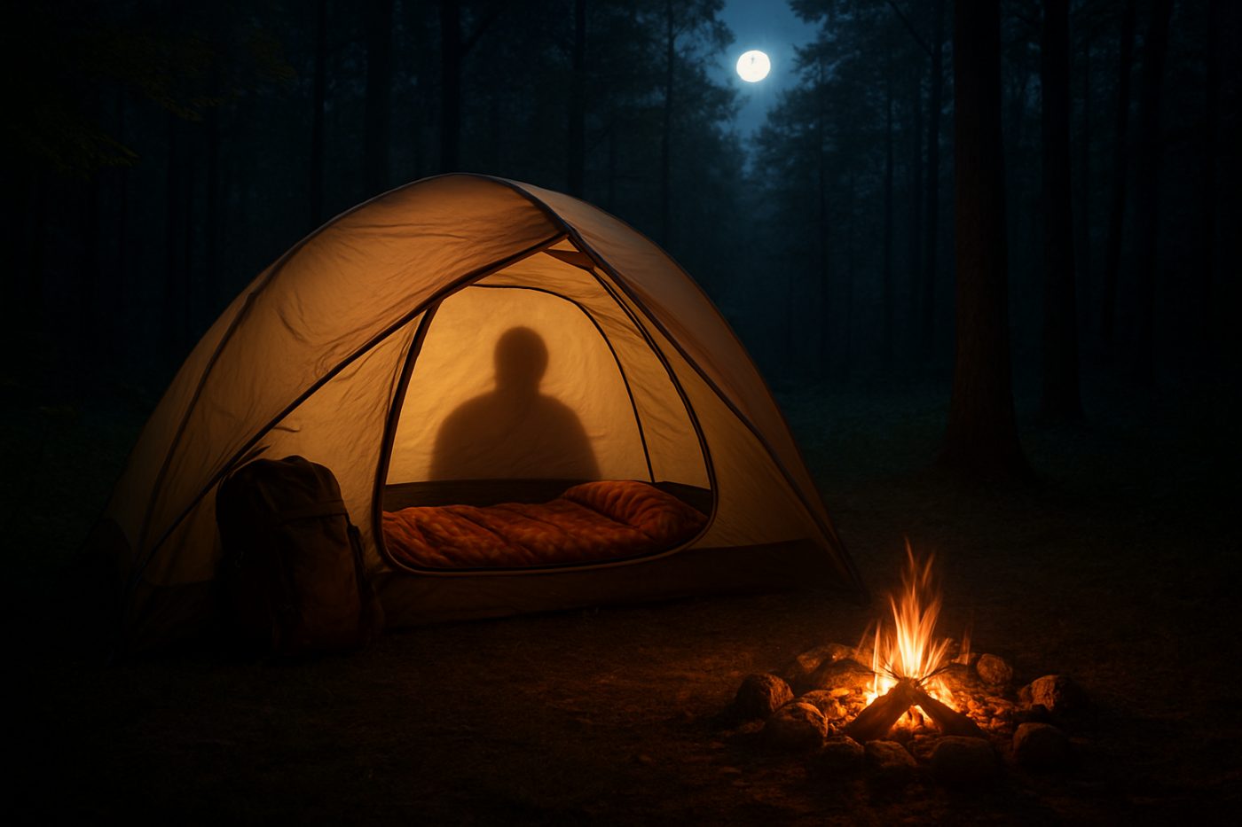 camper watched in dark woods