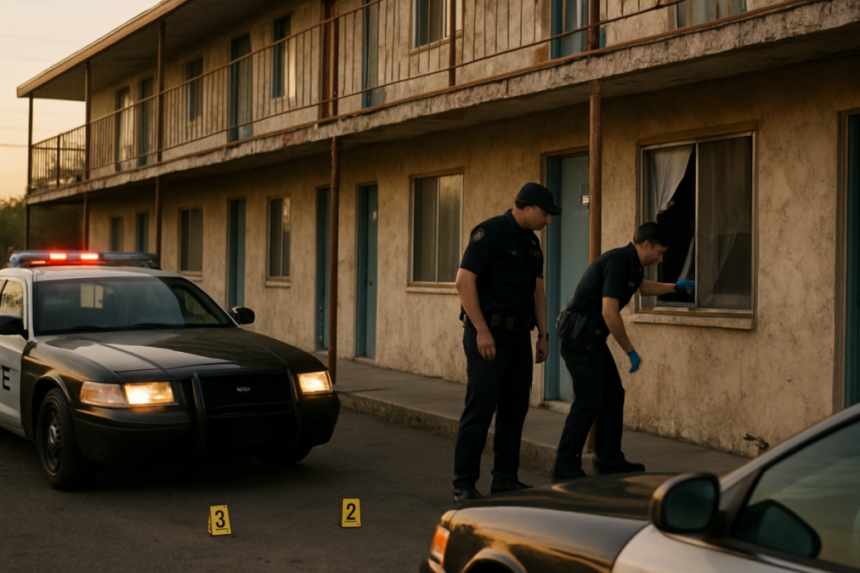 police at creepy motel scene