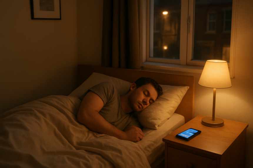 Man alone with sleep app