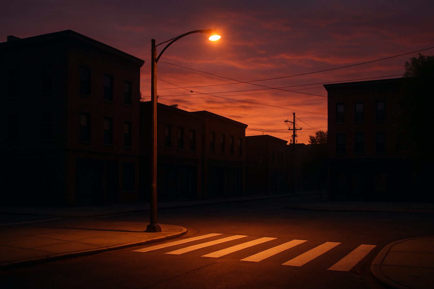 Buzzing streetlight at intersection