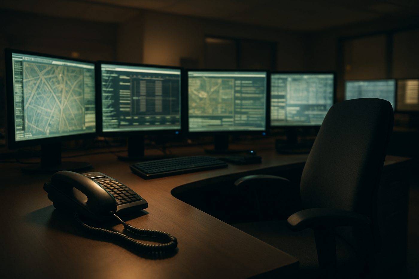 911 dispatcher desk, phone