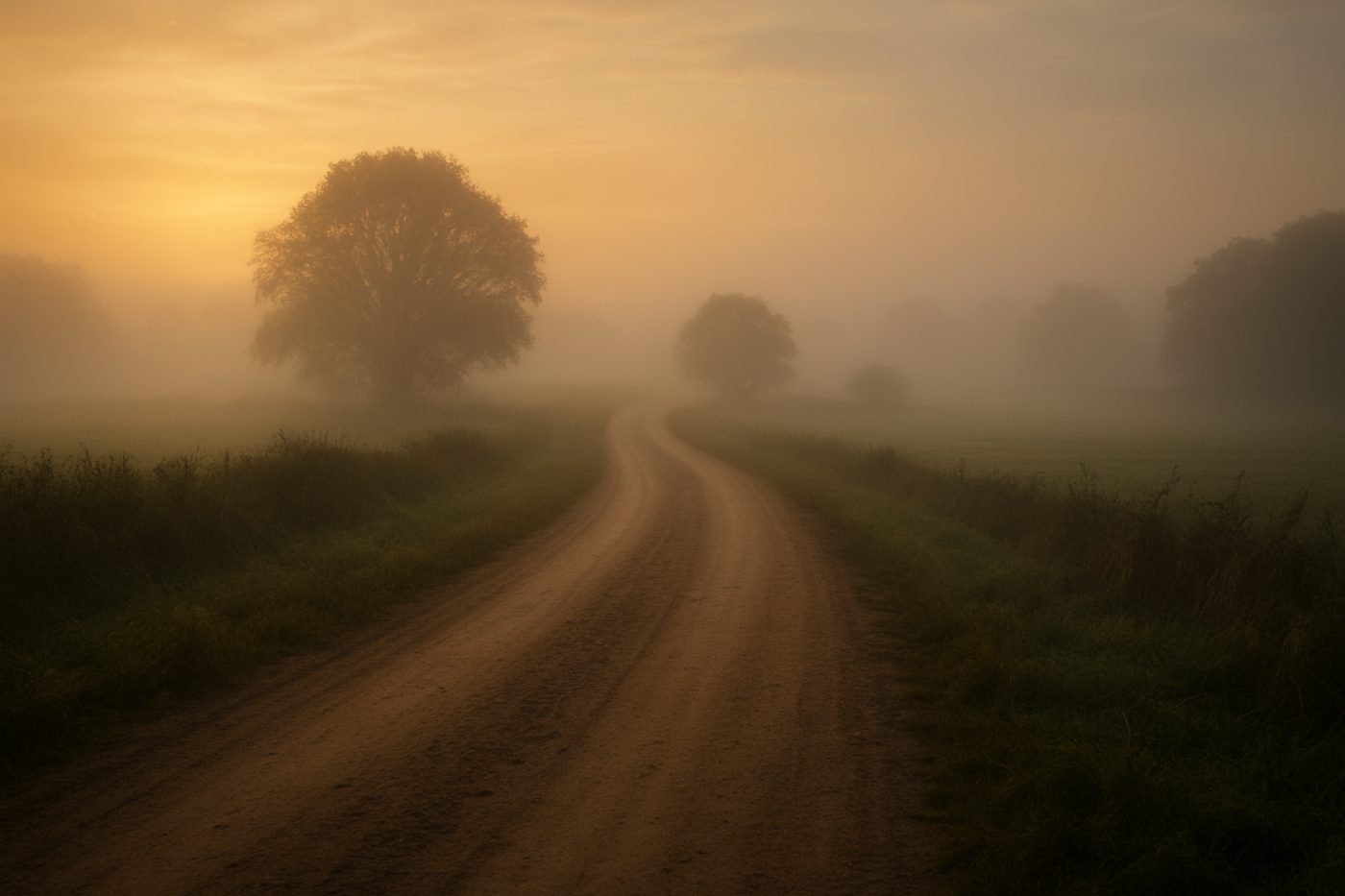 Empty farm road landscape