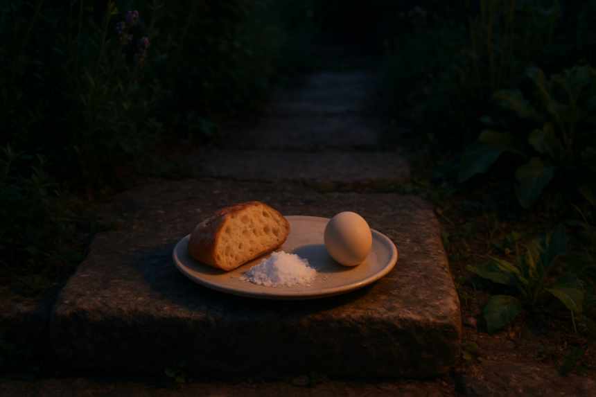 Plate on rustic back step