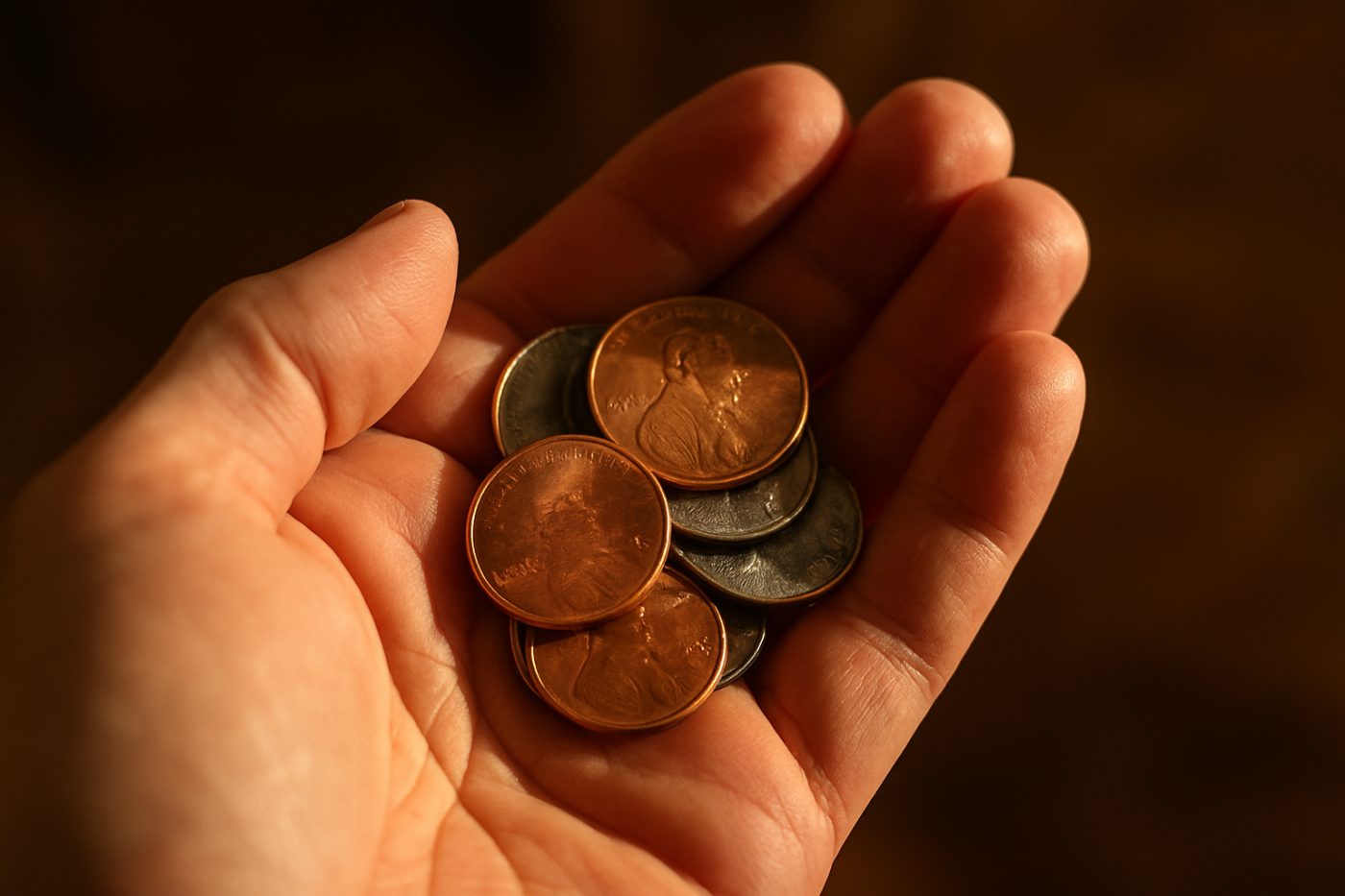 hand holding coins warmth