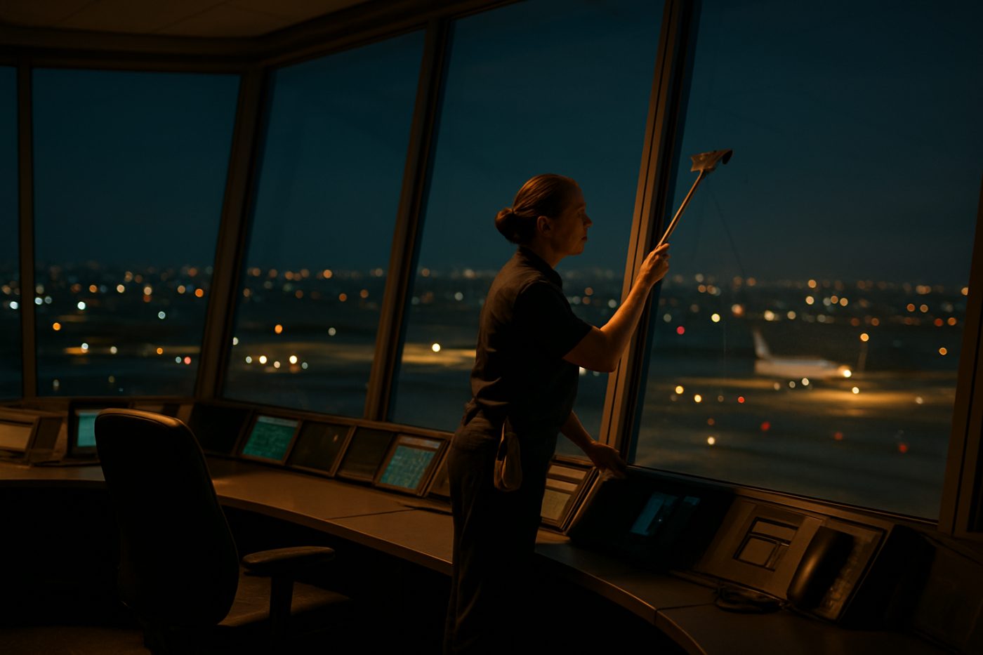 Airport tower interior cleaning