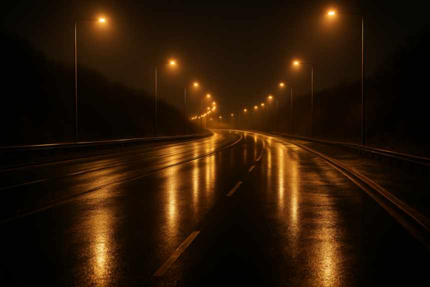 UFO lights over wet bypass