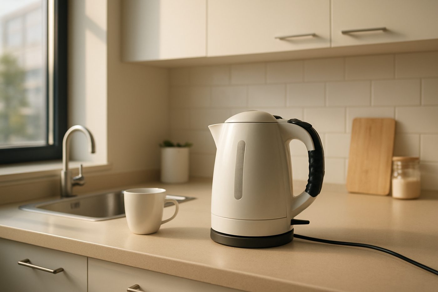 Office kettle with taped handle