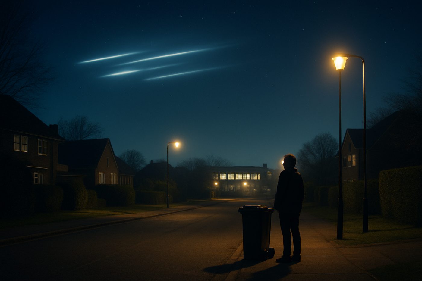 UFO lights over suburb