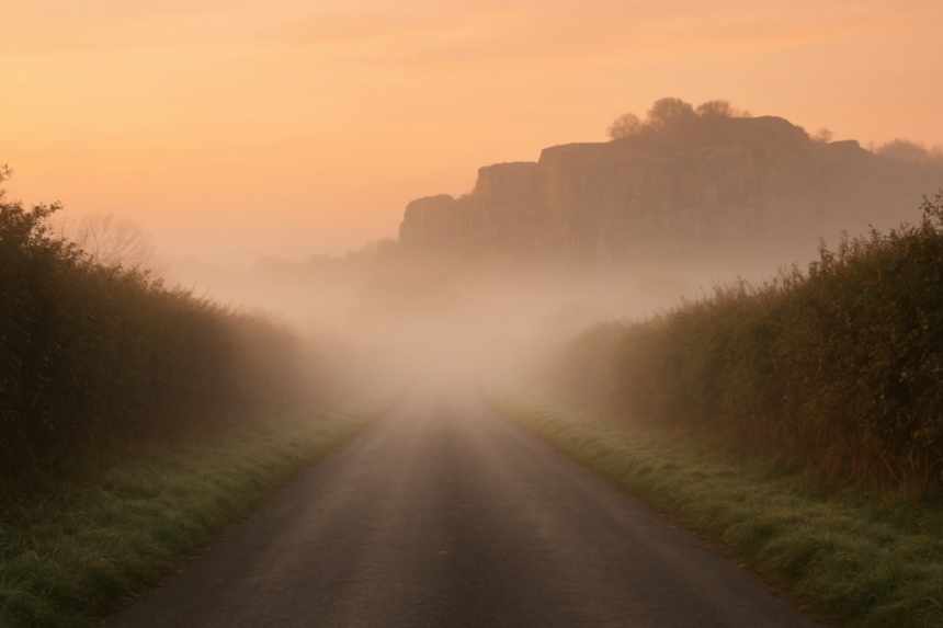 Quiet autumn morning road