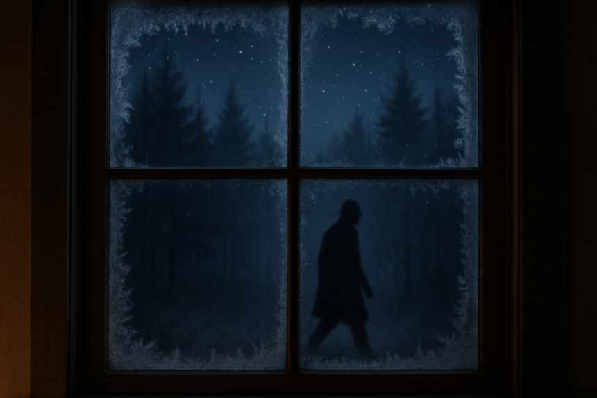 cryptid by cabin window
