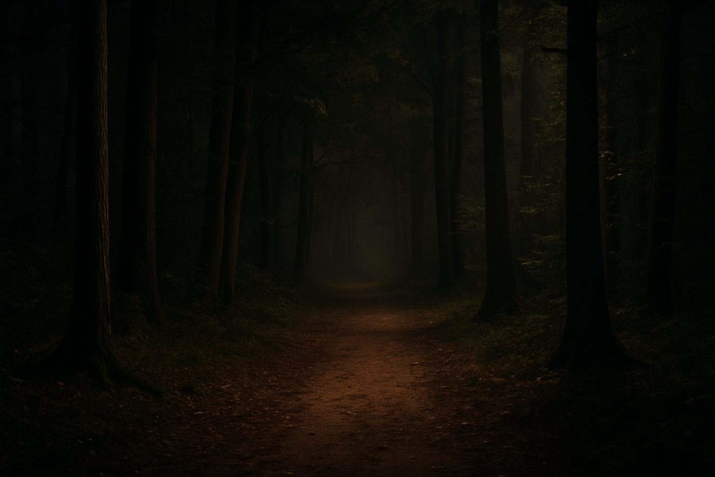 eerie empty forest path